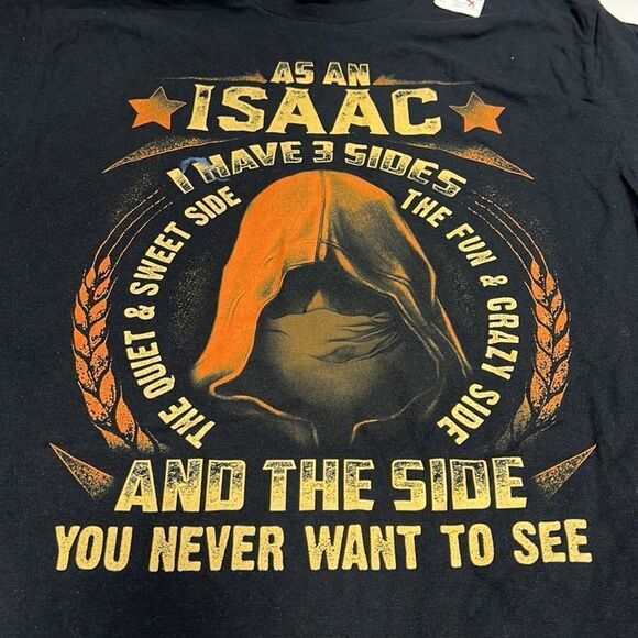 Isaac Name Shirt Men’s Black Short Sleeve Graphic Tee Size Medium - Picture 6 of 6